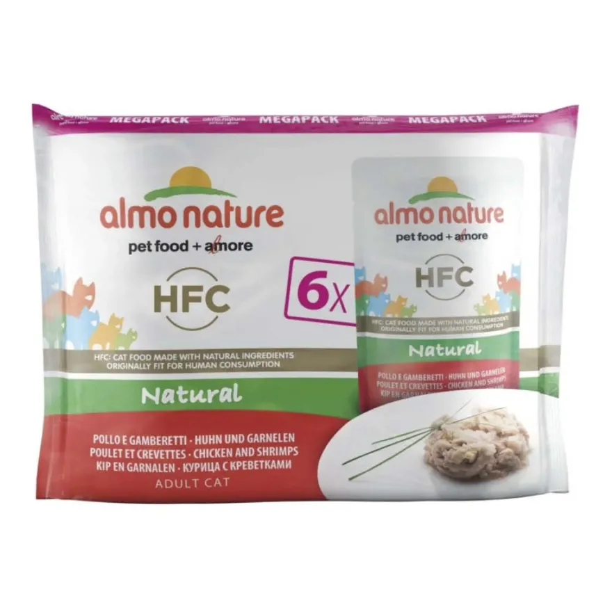 Almo Nature HFC NATURAL Multipack - Huhn und Garnelen (8 x 6 =) | 48 x 55 g