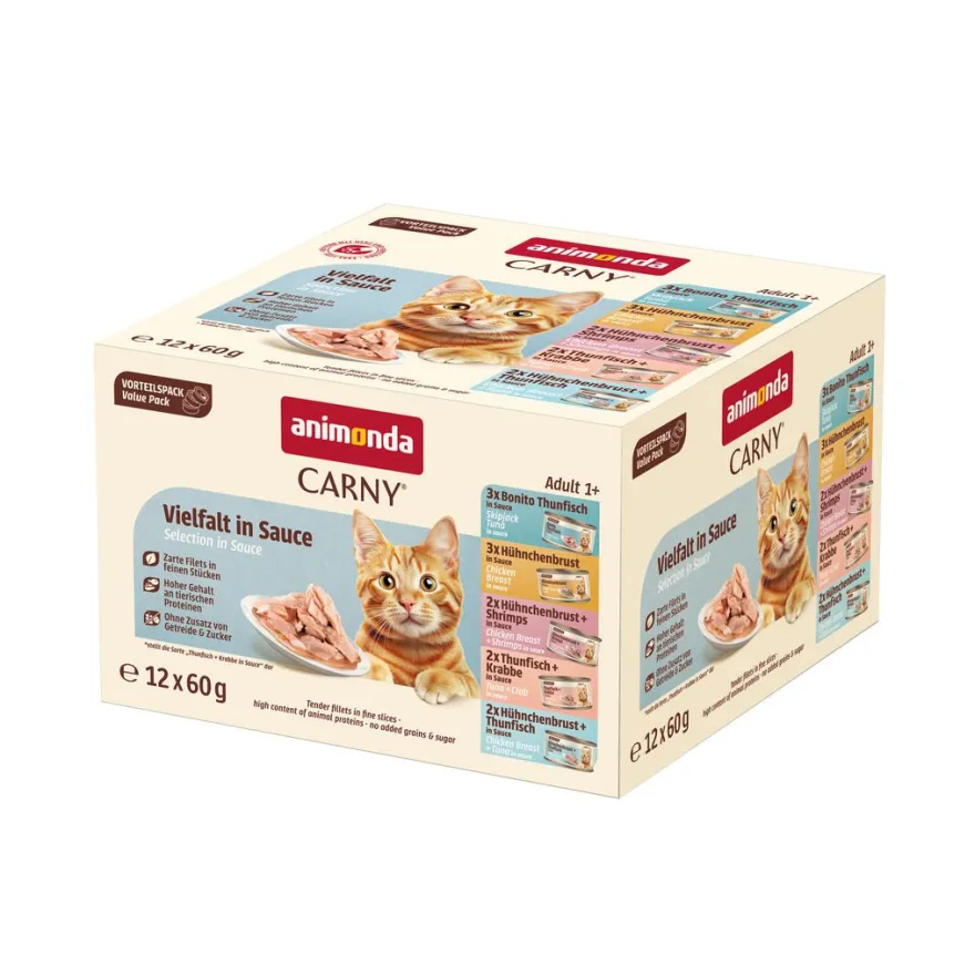 animonda Carny - Dose - Fine Filets in Sauce - Vielfalt in Sauce | 12 x 60 g