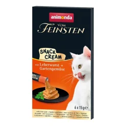 animonda Vom Feinsten Snack-Cream mit Leberwurst + Gartengemüse | 6 x 15 g
