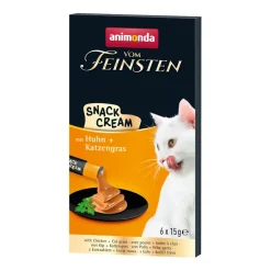 animonda Vom Feinsten Snack-Cream mit Huhn + Katzengras | 6 x 15 g