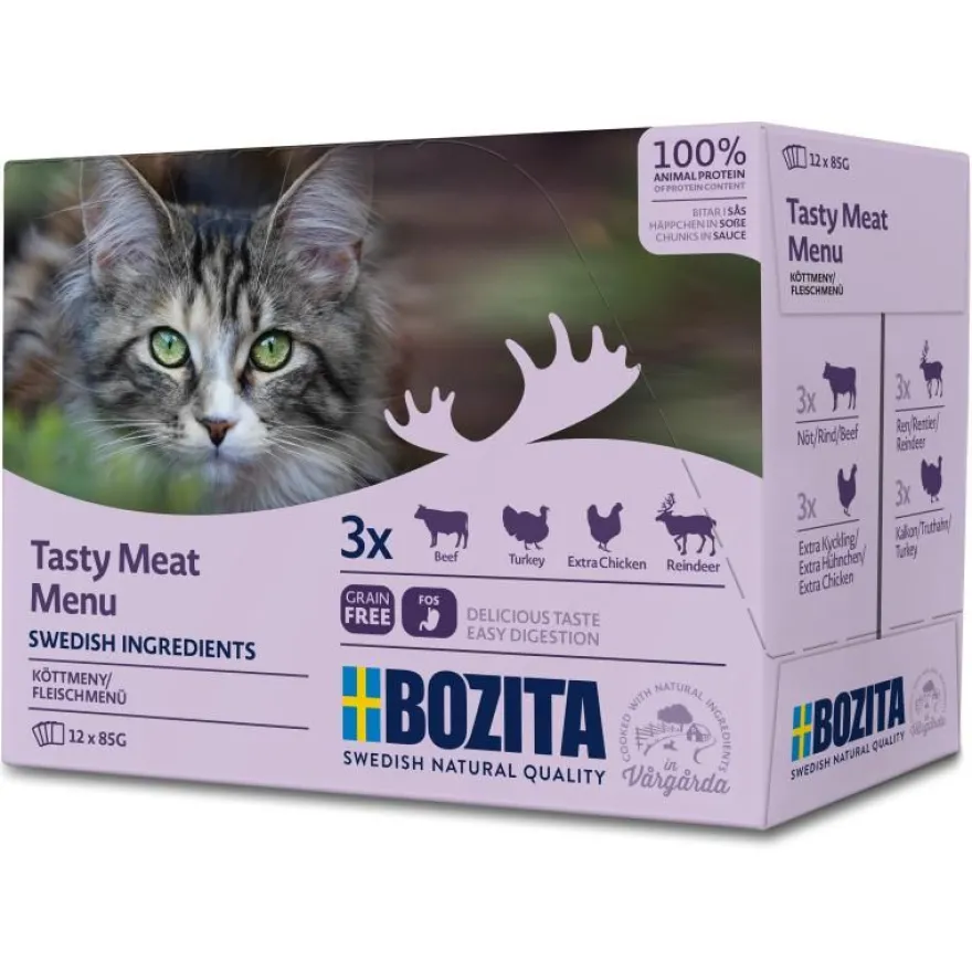 Bozita Cat Multipack Häppchen in Soße Fleischmenü | 12 x 85 g
