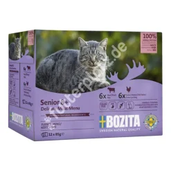 Bozita Cat Pouch Multipack Häppchen in Soße Senior 8+ Fleischmenü in Soße | 12 x 85 g