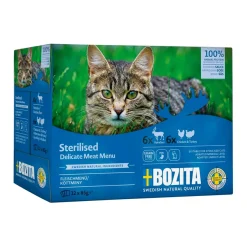 Bozita Cat Pouch Multipack Indoor&sterilised Häppchen in Soße Huhn&Pute/Rentier (4 x 12 =) | 48 x 85 g