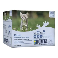 Bozita Cat Pouch Multipack Kitten Häppchen in Soße Fisch- & Fleischmenü (4 x 12 =) | 48 x 85 g
