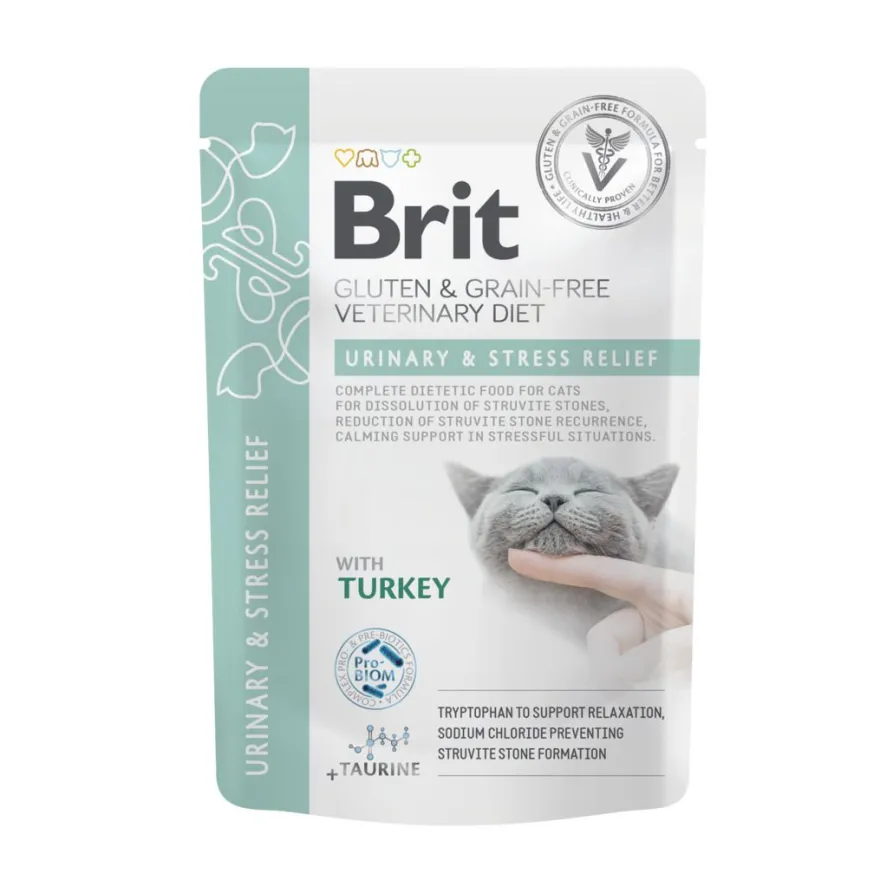 Brit Cat Grainfree Veterinary Diets Pouch Filets in Sauce Harnwege & Stresslinderung | 12 x 85 g