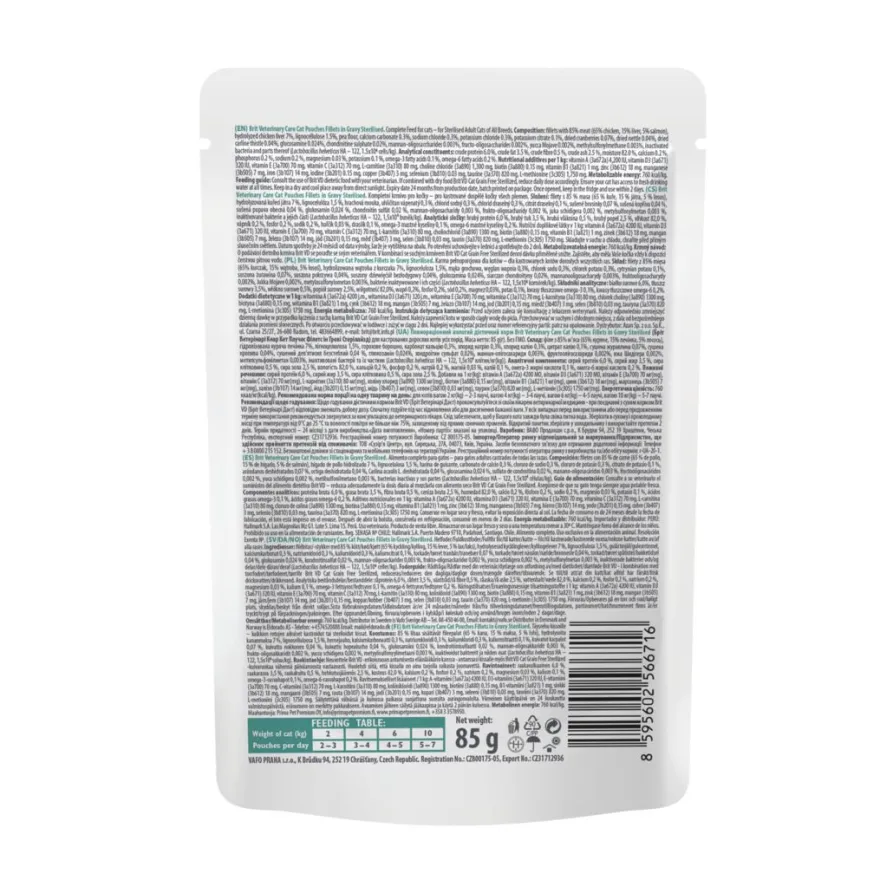 Brit Cat Grainfree Veterinary Diets Pouch Filets in Sauce Sterilisiert | 12 x 85 g