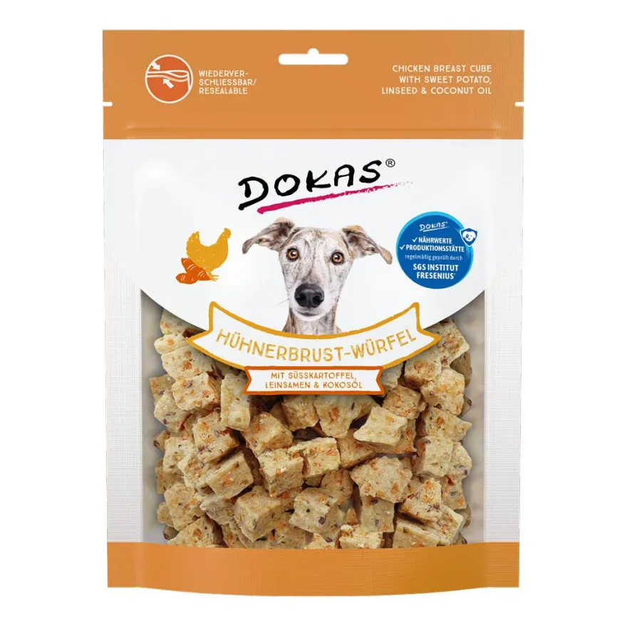 Dokas Hühnerbrust-Würfel mit Süsskartoffel, Leinsamen & Kokosöl | 150 g