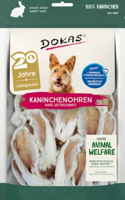 Dokas Kaninchenohren mit Fell getrocknet | 100 g