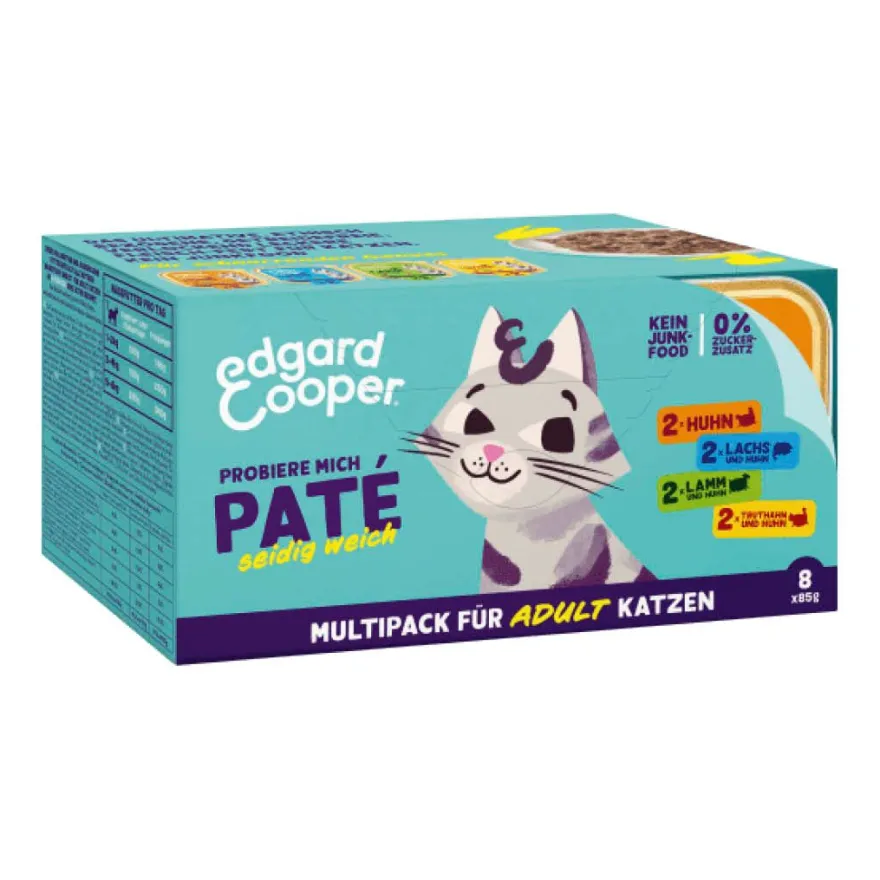 Edgard & Cooper Cat Multipack - Paté - Huhn, Lachs, Lamm, Truthahn | 8 x 85 g