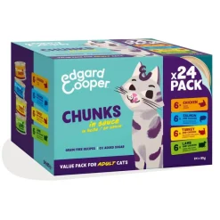 Edgard & Cooper Cat Multipack - Stückchen in Sauce - Huhn, Lachs, Lamm, Truthahn | 24 x 85 g