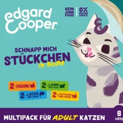 Edgard & Cooper Cat Multipack - Stückchen in Sauce - Huhn, Lachs, Lamm, Truthahn | 8 x 85 g