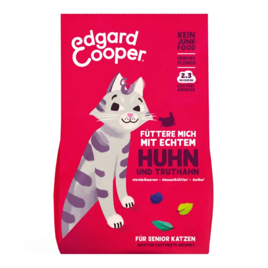 Edgard & Cooper Cat Senior - Frisches Freilandhuhn und frischer Freilandtruthahn mit Blaubeeren | 2 kg