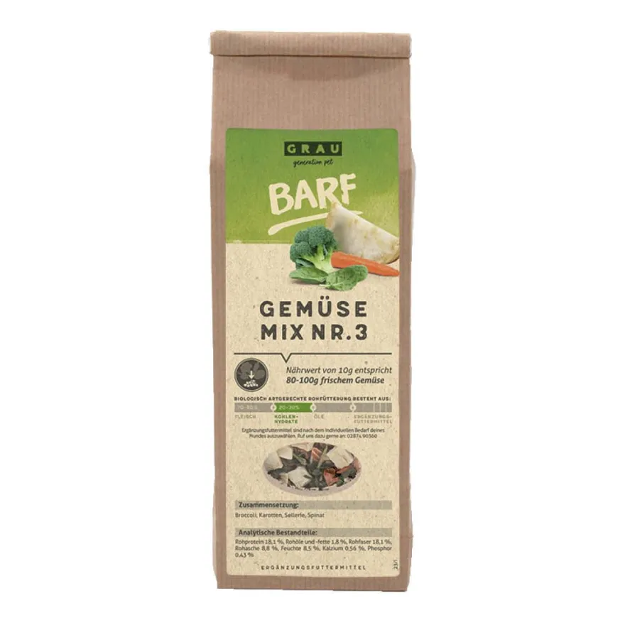 Grau Hund Gemüsemix Mischung Nr. 3 | 150 g