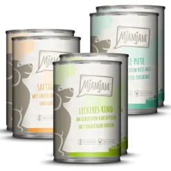 MjAMjAM Dog Mixpaket I - Huhn & Ente, Rind, Pute | 6 x 400 g