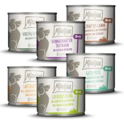 MjAMjAM Dog Mixpaket II - Huhn & Ente Rind Pute Kalb Truthahn Lamm | 6 x 200 g