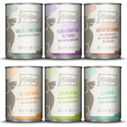 MjAMjAM Dog Mixpaket II - Huhn & Ente Rind Pute Kalb Truthahn Lamm | 6 x 400 g