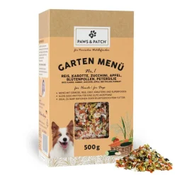 Paws & Patch GARTEN MENÜ Nr. 1 für Hunde - Reis, Karotte, Zucchini, Apfel, Blütenpollen, Petersilie | 500 g