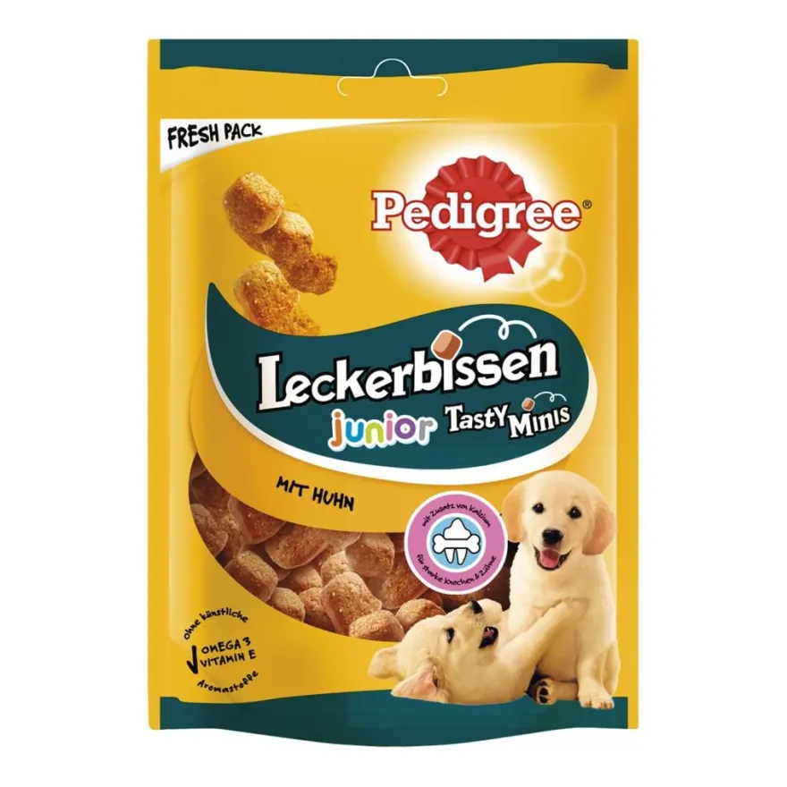 PEDIGREE® Leckerbissen Tasty Minis Junior Portionsbeutel mit Huhn | 125 g
