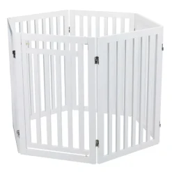 TRIXIE Absperrgitter mit Tür, MDF, 4-teilig,weiß | 60–160 x 81 cm
