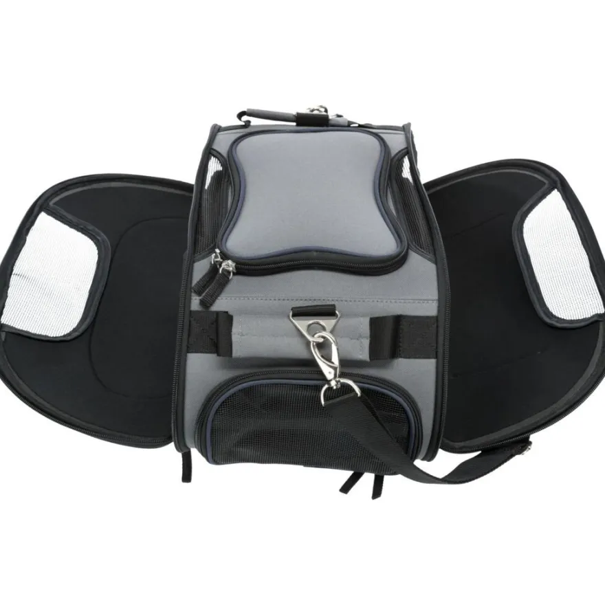 TRIXIE Airline Tasche Wings, grau/blau | 28 x 23 x 46 cm