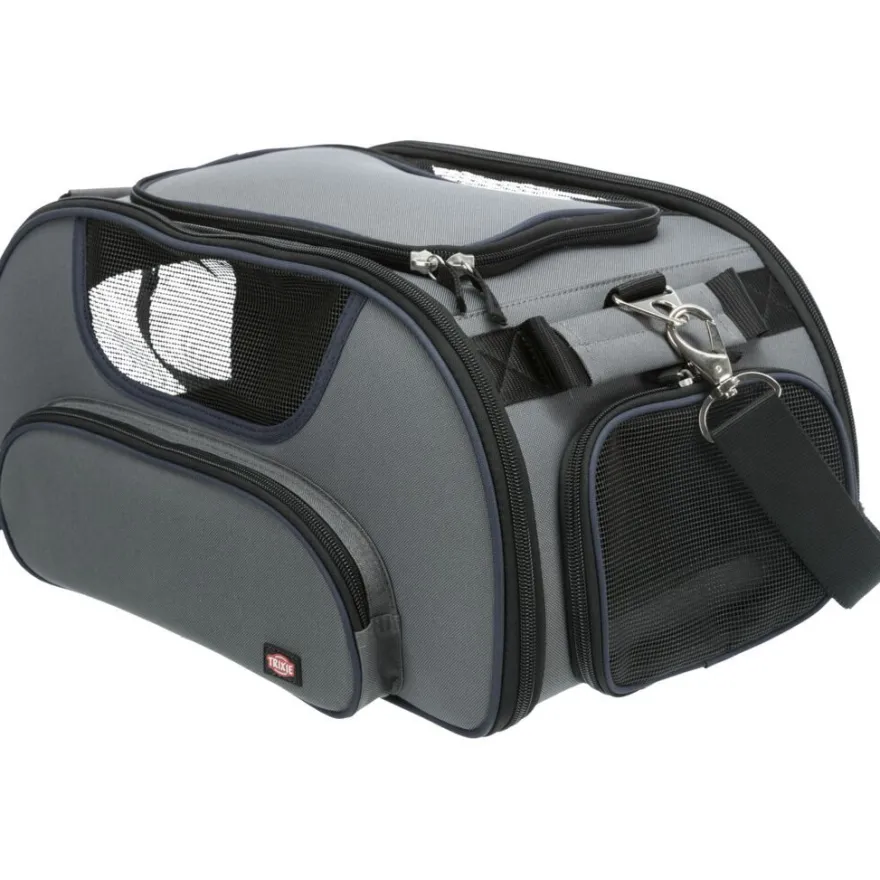 TRIXIE Airline Tasche Wings, grau/blau | 28 x 23 x 46 cm