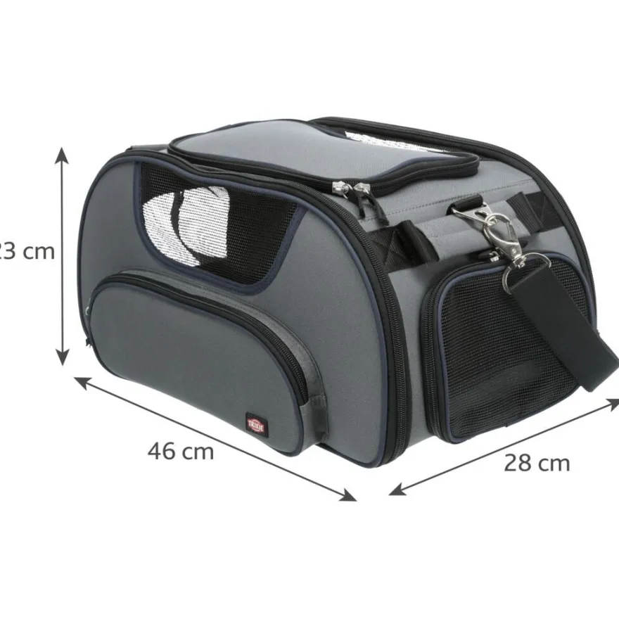 TRIXIE Airline Tasche Wings, grau/blau | 28 x 23 x 46 cm