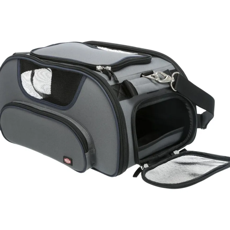 TRIXIE Airline Tasche Wings, grau/blau | 28 x 23 x 46 cm