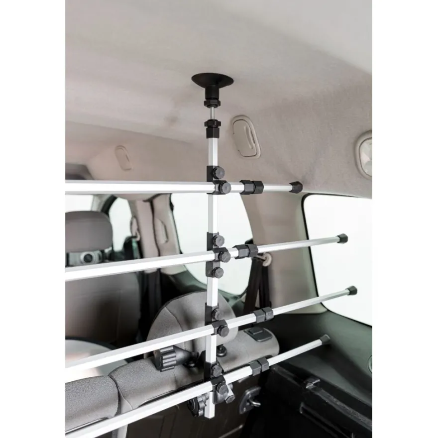 TRIXIE Auto-Gitter, mit Kopfstützenfixierung, silber/schwarz | Breite: 105–172 cm Höhe: 46–60 cm