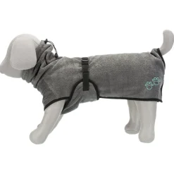TRIXIE Bademantel für Hunde, Frottee, grau | L: 60 cm