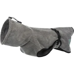 TRIXIE Bademantel für Hunde, Frottee, grau | L: 60 cm