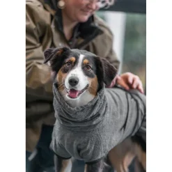TRIXIE Bademantel für Hunde, Frottee, grau | L: 60 cm