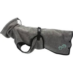 TRIXIE Bademantel für Hunde, Frottee, grau | L: 60 cm