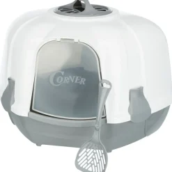 TRIXIE Ecktoilette Maro, mit Haube, hellgrau/granit | 60 x 43 x 52 cm