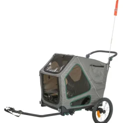 TRIXIE Fahrrad-Anhänger, grau/salbei | M: 50 x 72 x 87/138 cm