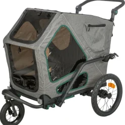 TRIXIE Fahrrad-Anhänger, grau/salbei | M: 50 x 72 x 87/138 cm