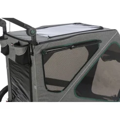TRIXIE Fahrrad-Anhänger, grau/salbei | M: 50 x 72 x 87/138 cm