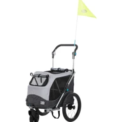 TRIXIE Fahrrad-Anhänger, Schnell-Falt-Funktion, grau | S: 58 x 93 x 74/114 cm