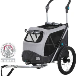 TRIXIE Fahrrad-Anhänger, Schnell-Falt-Funktion, grau | S: 58 x 93 x 74/114 cm