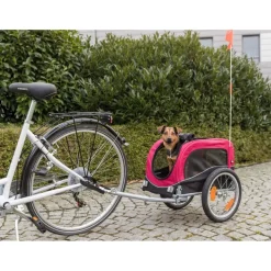 TRIXIE Fahrrad-Anhänger, schwarz/rot | S: 53 x 60 x 60/117 cm
