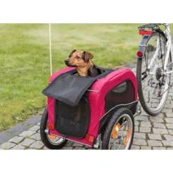 TRIXIE Fahrrad-Anhänger, schwarz/rot | S: 53 x 60 x 60/117 cm