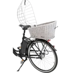 TRIXIE Fahrradkorb m. Gitter f. Gepäckträger,Weide/Metall, grau | 35 x 49 x 55 cm