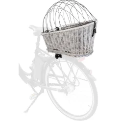 TRIXIE Fahrradkorb m. Gitter f. Gepäckträger,Weide/Metall, grau | 35 x 49 x 55 cm