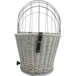TRIXIE Fahrradkorb m. Gitter f. Gepäckträger,Weide/Metall, grau | 35 x 49 x 55 cm