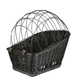 TRIXIE Fahrradkorb m. Gitter f. Gepäckträger,Weide/Metall, schwarz | 35 x 49 x 55 cm
