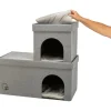 TRIXIE Faltbare Höhle Kimy für Katzen und kleine Hunde, hellgrau | 76 × 72 × 37 cm