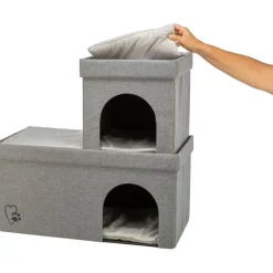 TRIXIE Faltbare Höhle Kimy für Katzen und kleine Hunde, hellgrau | 76 × 72 × 37 cm