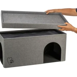 TRIXIE Faltbare Höhle Kimy für Katzen und kleine Hunde, hellgrau | 76 × 72 × 37 cm