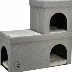 TRIXIE Faltbare Höhle Kimy für Katzen und kleine Hunde, hellgrau | 76 × 72 × 37 cm