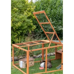TRIXIE Freilaufgehege XL mit Abdeckung, braun | 233 × 79 × 116 cm