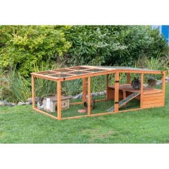 TRIXIE Freilaufgehege XL mit Abdeckung, braun | 233 × 79 × 116 cm
